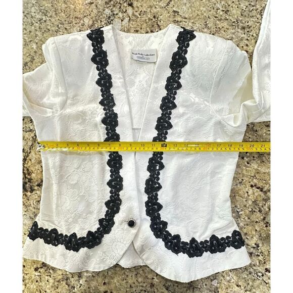 Nah Nah Collections by Jonathan Tait VTG 80’s Brocade Lace Trim Blazer Size 12 - Picture 14 of 16